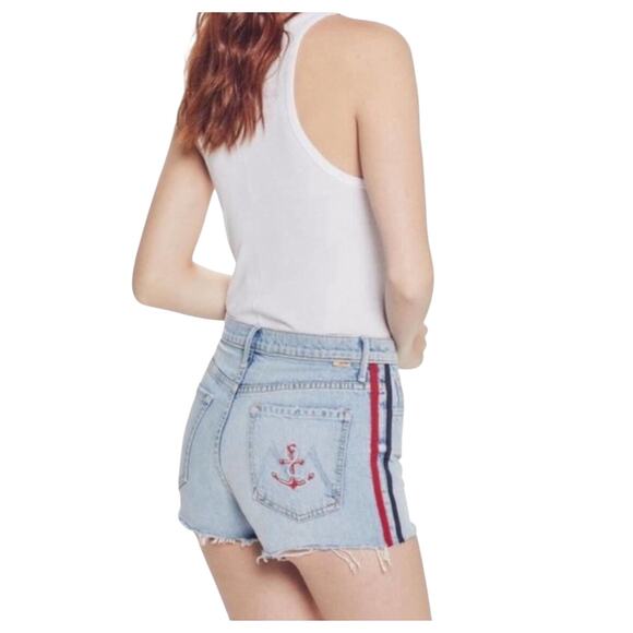 Mother Superior Easy Does It Short jean short w side stripes anchor Size 27
